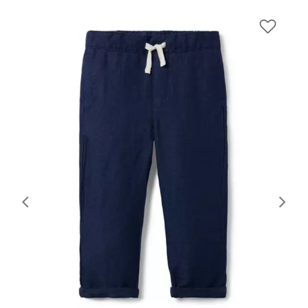 Janie and Jack Navy Linen-Cotton Pull-On Pant, 2T